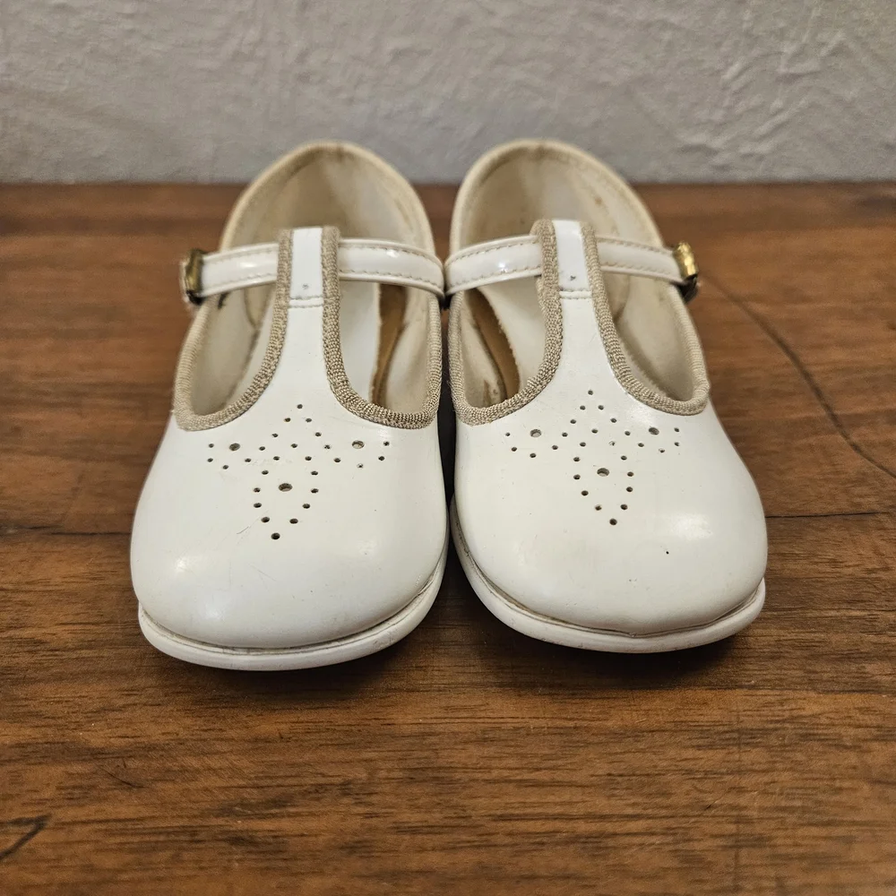 Vintage Sears Infant Shoes White Dress Shoes Mary Janes Size 4‎ (9-12 Months)